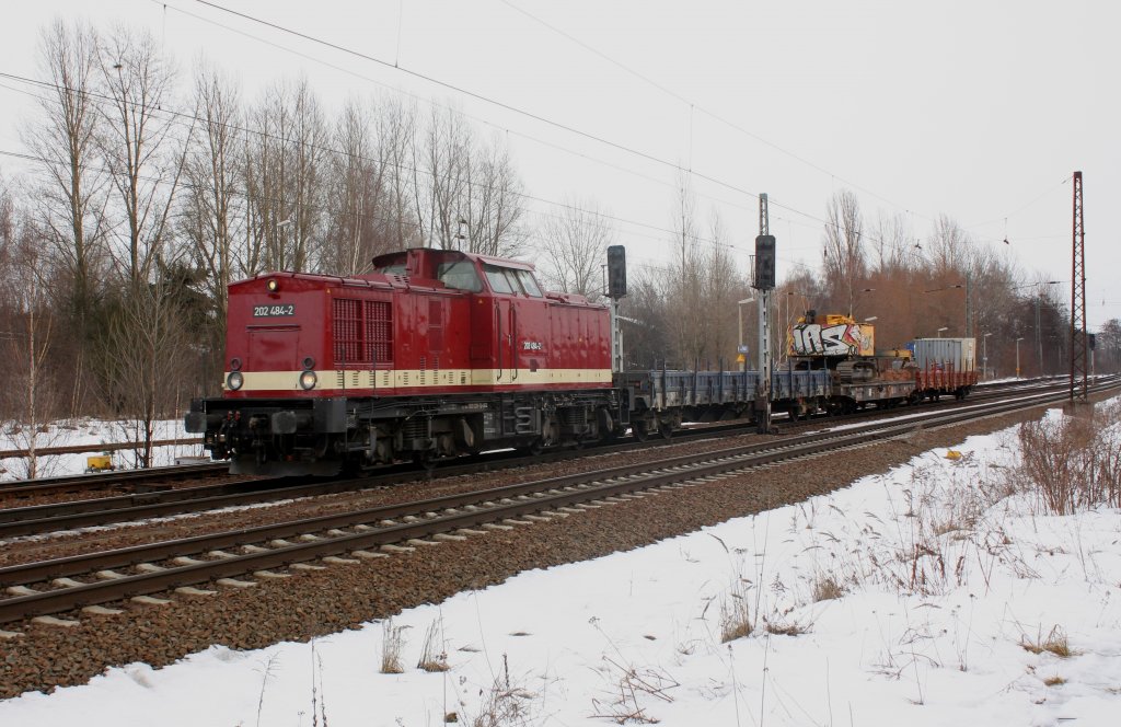 202 484-2 (laut Seitenanschrift 203 229) der Leipziger Eisenbahngesellschaft in Leipzig-Thekla. Fotografiert am 04.02.2010. 