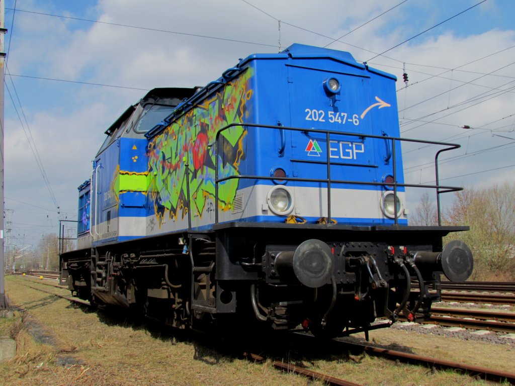202 547 6 im Bahnhof von Schwerin Grries am 01.04.2011 abgestellt 