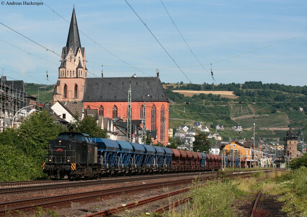 203 152-4 von rt&l mit einem Schotterzug gen Sden in Oberwesel 20.7.10