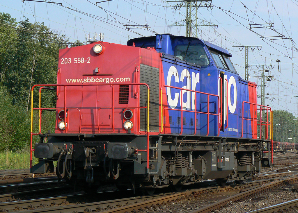 203 558-3 der SBB Cargo verl�sst Lz Gremberg am 12.08.2010