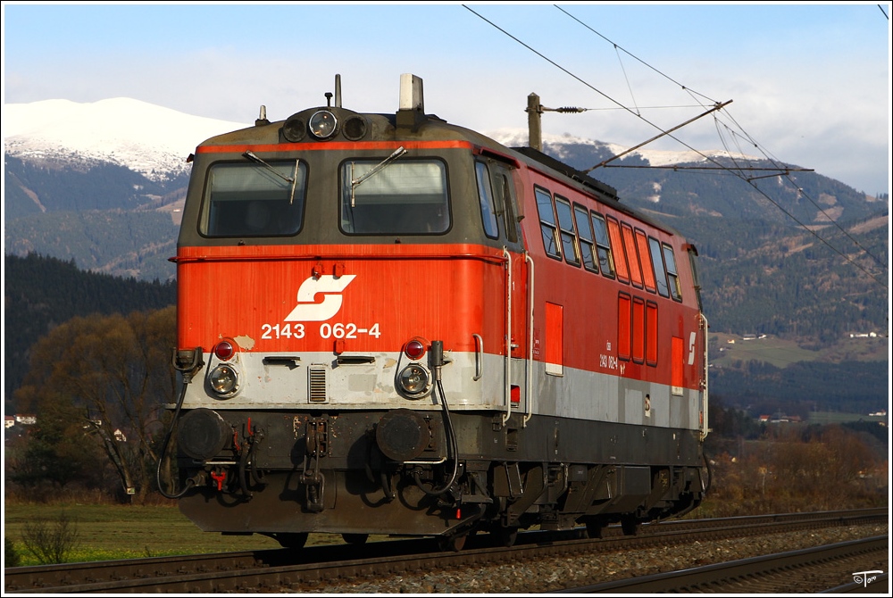 2143 062 fhrt als Lokzug nach Knittelfeld. 
St.Margarethen 12.11.2010