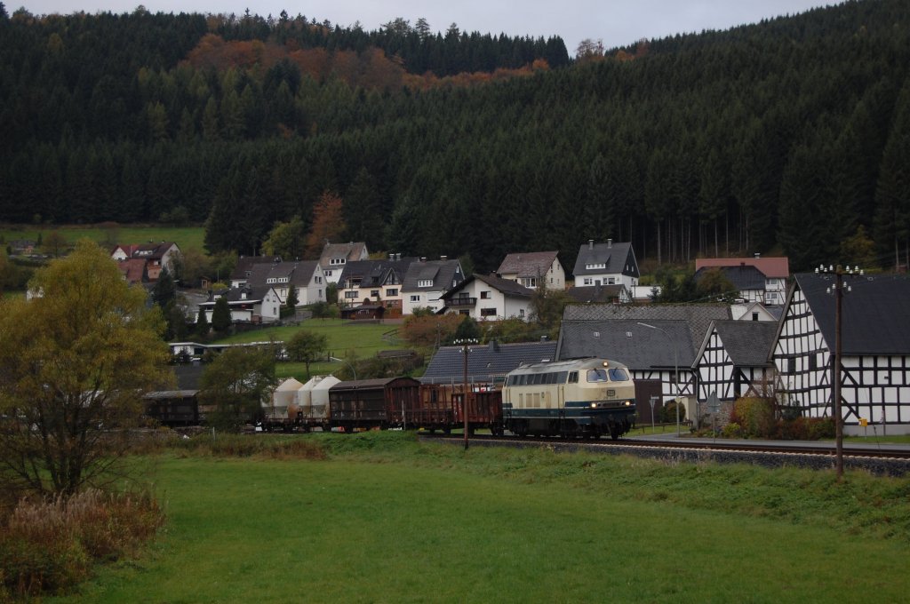 216 224 am 22.10.2010 mit Gterzug in Bermershausen