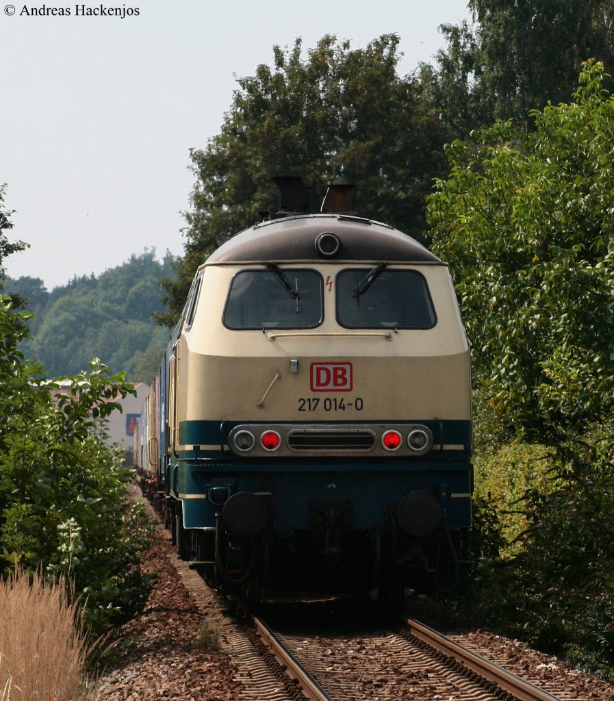 217 011-6 , 225 805-1 und 217 014-0 (Zugschluss) mit dem 50536 (Burghausen Wackerwerk-Mhldorf(Oberbay)) bei Heilligenstatt 28.8.09