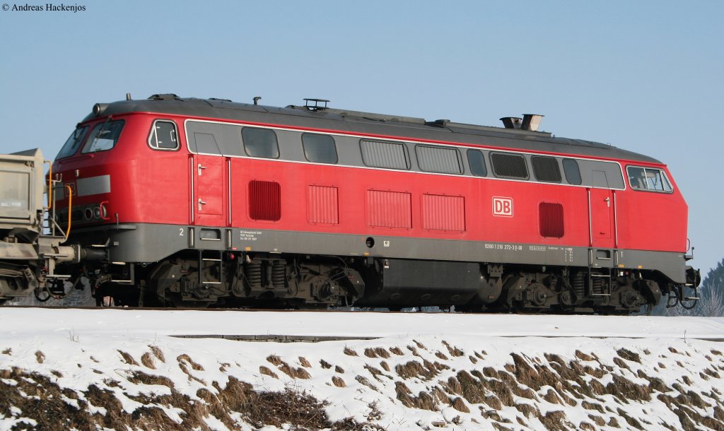 218 272-3 und 343-2 mit dem DGS 88293 (Wilchingen Hallau-Schaffhausen) in Wilchingen Hallau 16.2.10