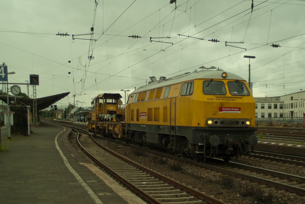 218 287 der DB Bahnbau Gruppe am 13.7.12 im Neuwieder HBF.