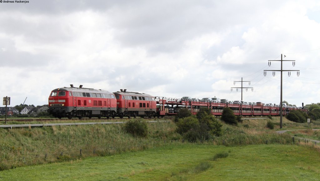 218 307-7 und 385-3 mit dem AS 1422 (Niebll-Westerland) bei Morsum 7.8.12