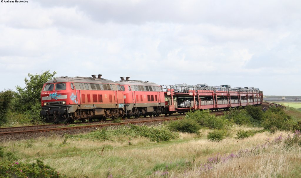 218 340-8 und 822-5 mit dem AS 1432 (Niebll-Westerland) am Hindenburgdamm 7.8.12