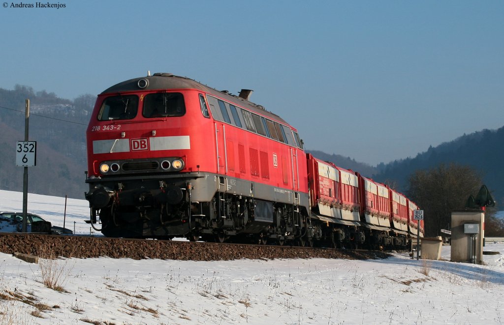 218 343-2 und 272-3 mit dem DGS 88298 (Schaffhausen-Wilchingen Hallau) bei Neunkirch 16.2.10