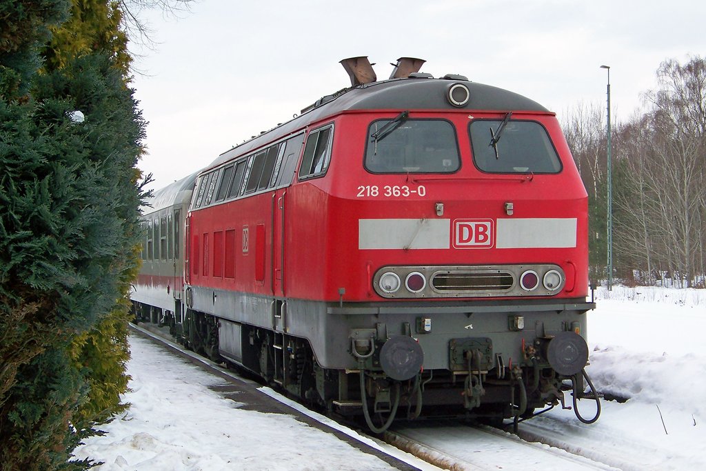 218 363-0 abgestellt im Bahnhof Munster (19.02.10)