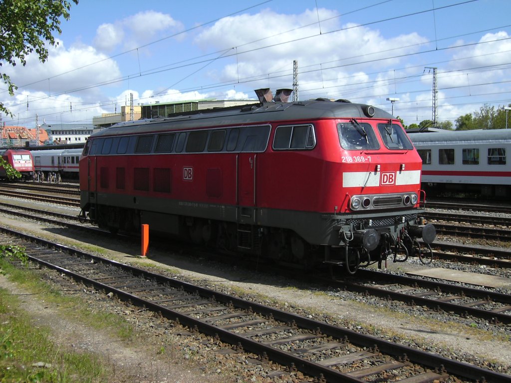 218 369-7 am 29.Mai 2010 in Stralsund.
