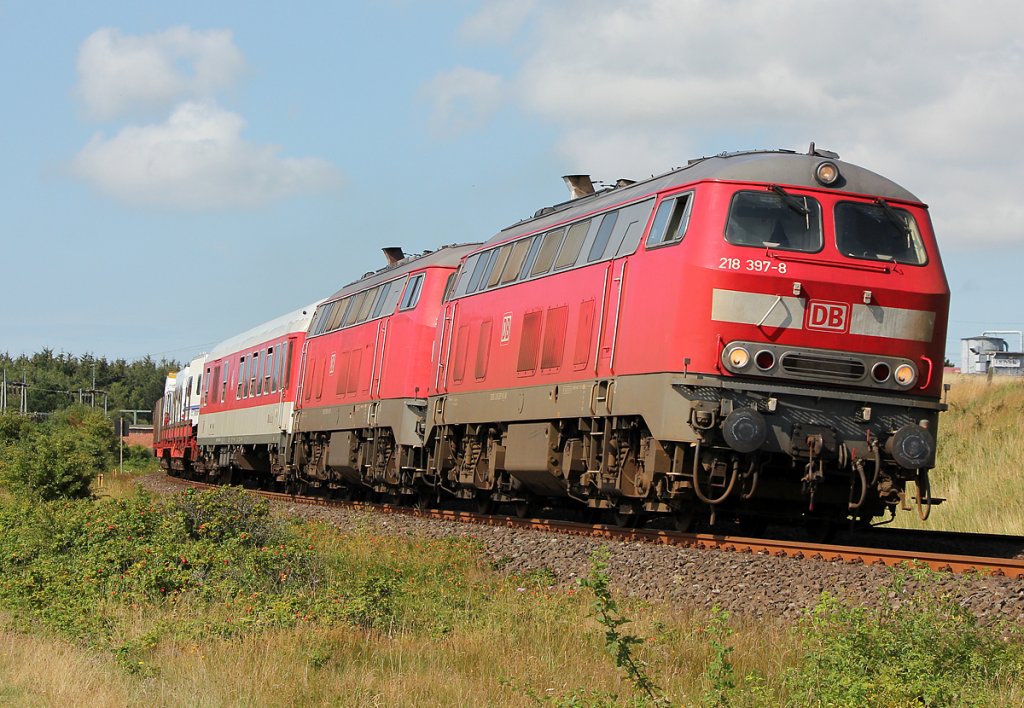 218 397-8 mit 218 xxx-x bei Morsum am 06.08.2011