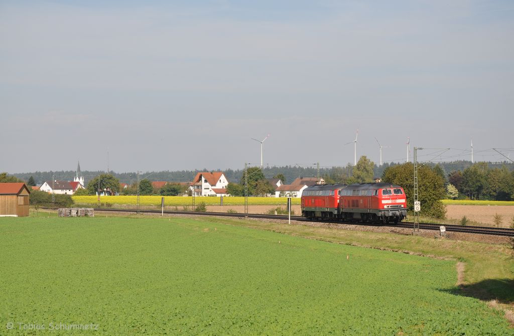 218 421 + 218 418 als LZ-Fahrt am 27.09.2011 bei Batzhausen