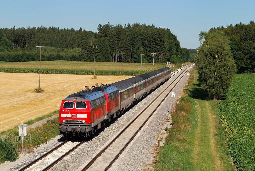 218 426 und 418 mit EC 192 bei Schwabhausen (19.08.2012)