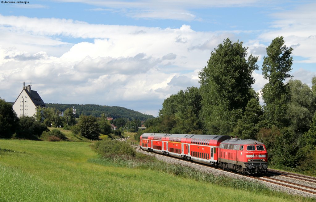 218 427-3 mit dem IRE 4229 (Stuttgart Hbf-Lindau Hbf) bei Aulendorf 16.8.11