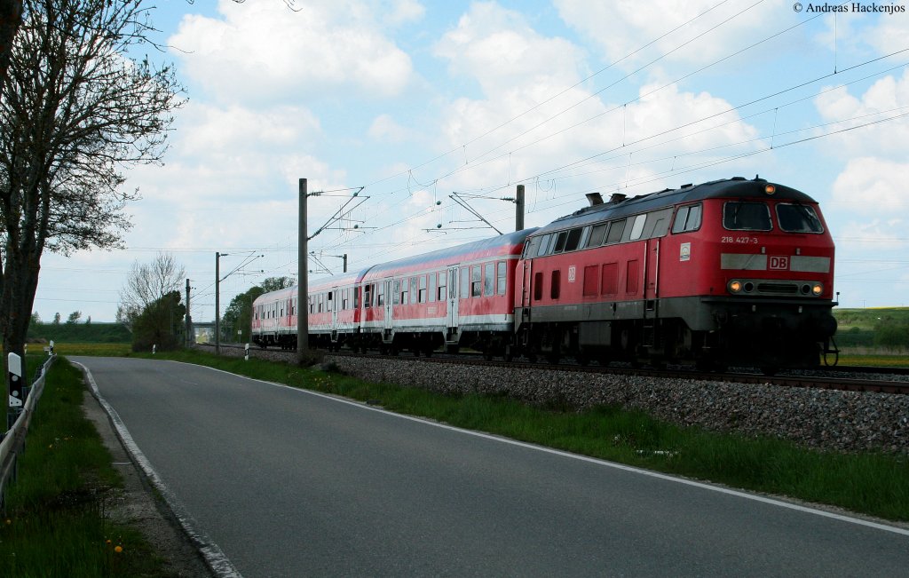 218 427-3 mit dem RE 3215 (Neustadt(Schwarzw)-Ulm Hbf) bei Neudingen 22.5.10