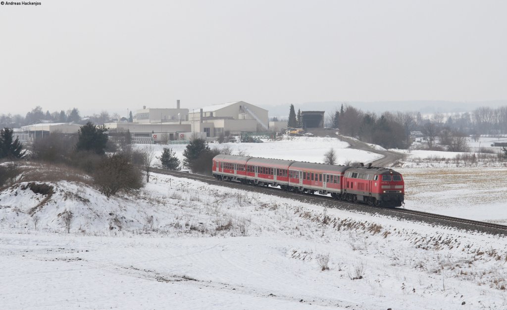 218 432-3 mit dem RE 22304 (Neustadt(Schwarzw)-Rottweil) bei Deilingen 26.1.13