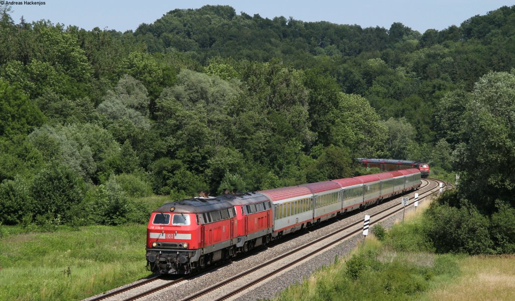 218 434-9 und 4** mit dem IC 119 (Mnster(Westf)Hbf-Innsbruck Hbf) bei Durlesbach 18.6.12