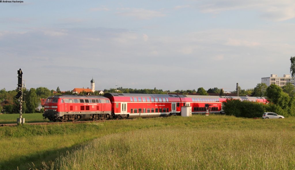 218 440-6  10 Jahre Sdostbayernbahn  mit der RB 27069 (Mnchen Hbf-Mhldorf(Oberbay) bei Markt Schwaben 28.5.13