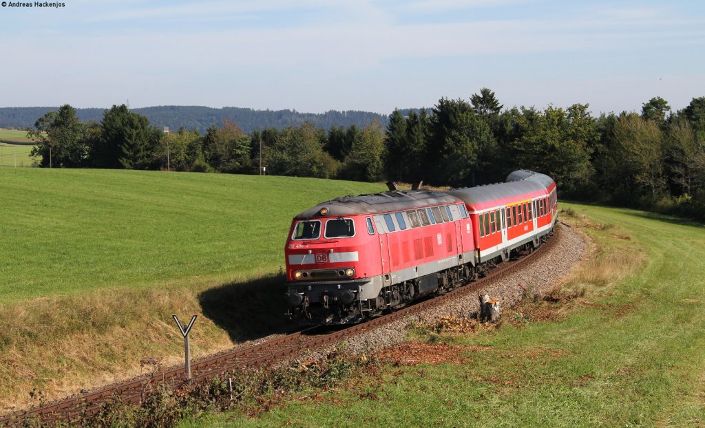 218 456-2 mit dem IRE 3220 (Ulm Hbf-Neustadt(Schwarzw) bei Bachheim 16.9.12