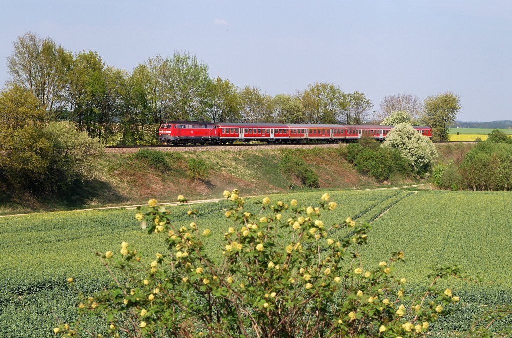 218 459 mit RE 57454 bei Oberbergen (23.04.2011)