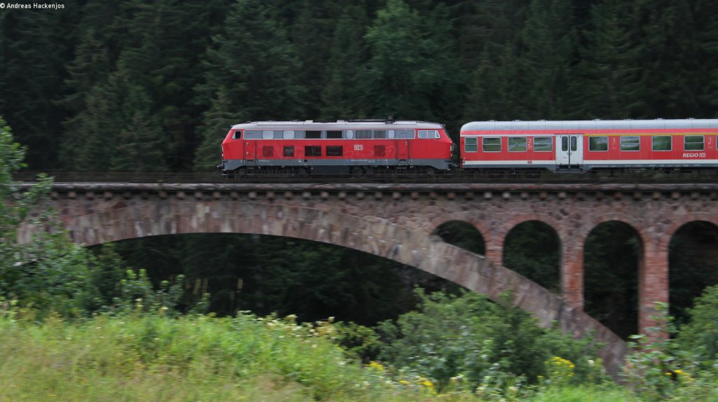 218 464-6 mit dem RE 22311 (Rottweil-Neustadt(Schwarzw) auf der Gutachbrcke 28.7.12