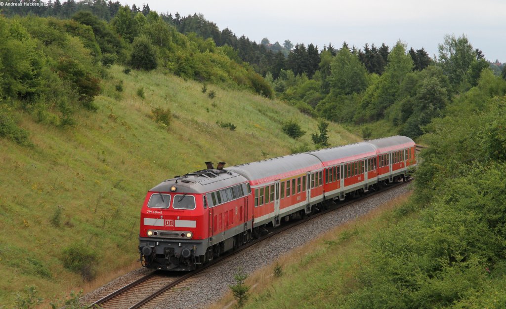 218 464-6 mit dem RE 22311 (Rottweil-Neustadt(Schwarzw) bei Dggingen 29.7.12