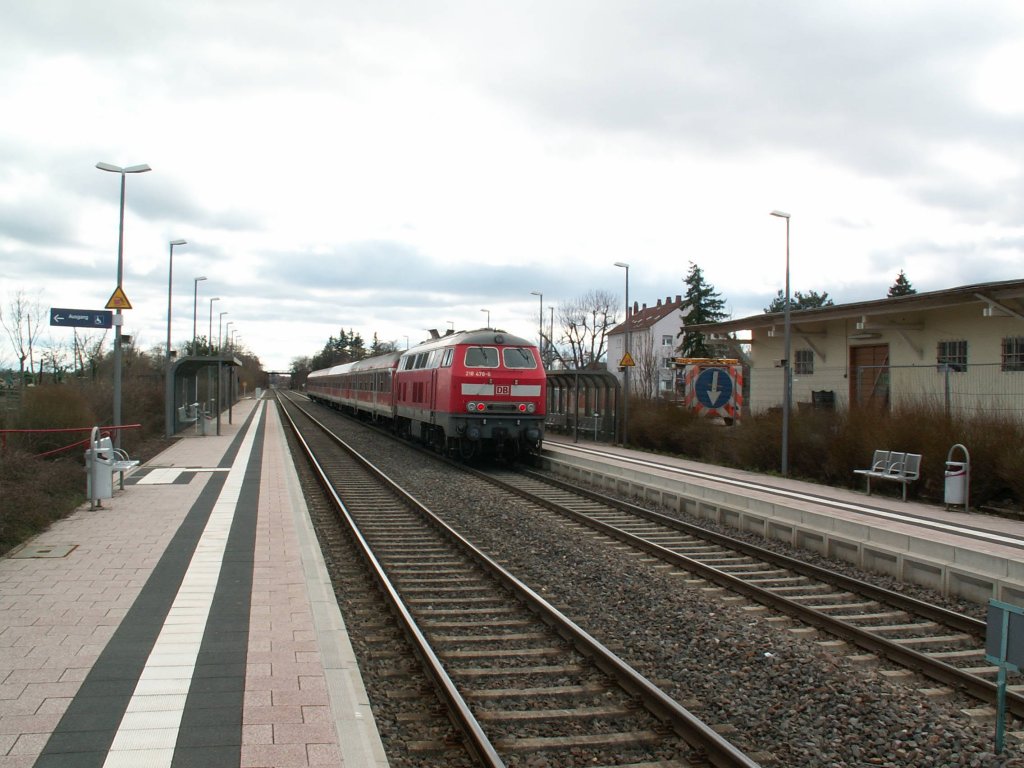 218 478 fhrt am 21.3.2010 einen RE von Neustadt/Weinstr. nach Karlsruhe als Ersatz fr die 642.