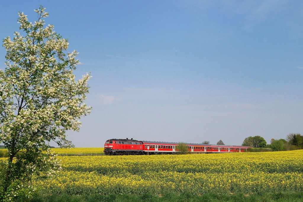 218 490 mit RE 57512 bei Oberbergen (23.04.2011)