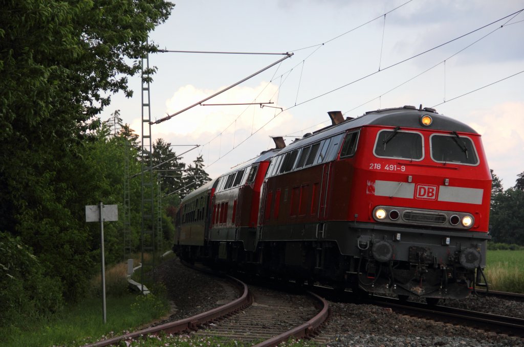 218 491-9 DB + 218 464-6 DB mit BTE SDZ bei Redwitz am 28.06.2013.