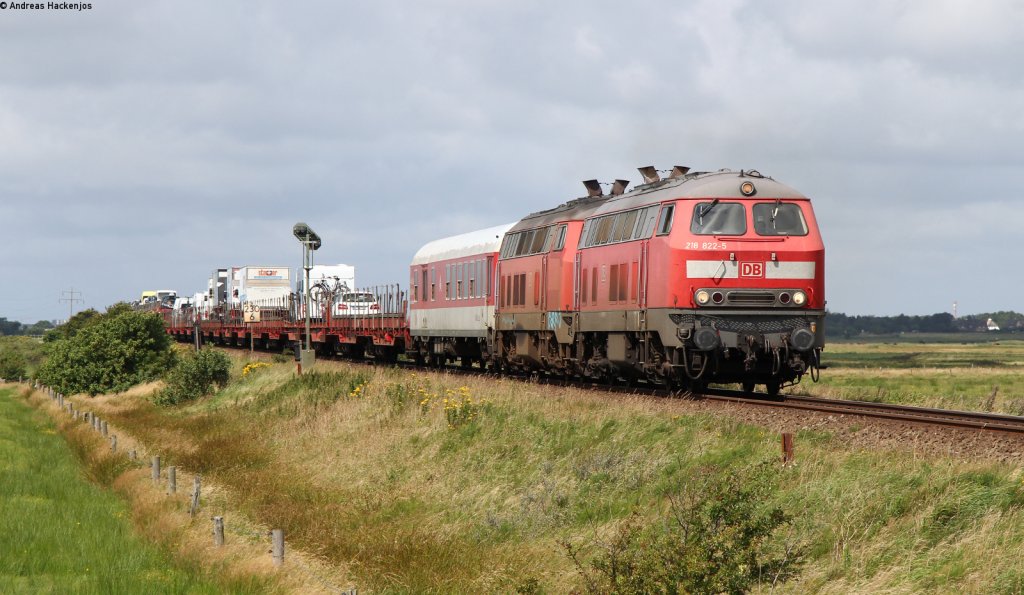 218 822-5 und 340-8 mit dem AS 1429 (Westerland-Niebll) bei Morsum 7.8.12