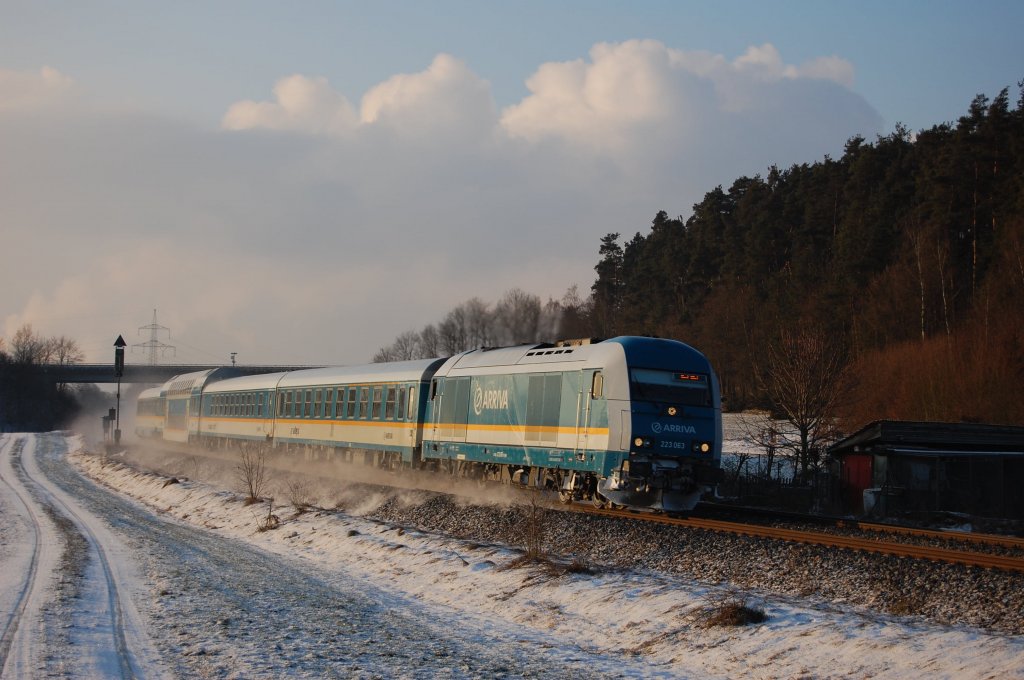 223 063 mit ALX 84102 am Morgen des 22.01.2011 bei Richt
