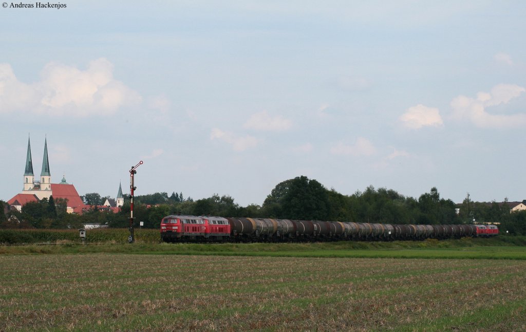 225 079-3; 217 012-4;017-3 und 225 003-3 mit dem CS 61947 (Mhldorf (Oberbay)-Burghausen Wackerwerk) am Esig Alttting 28.8.09