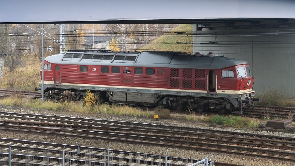 232 158 der LEG rangiert am 13.11.2009 im Bahnhof Angermnde