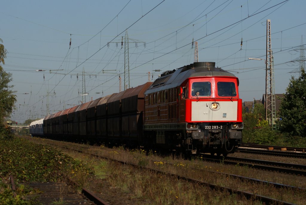 232 283-2 mit einem Kalkzug in Ratingen-Lintorf am 09.10.2010