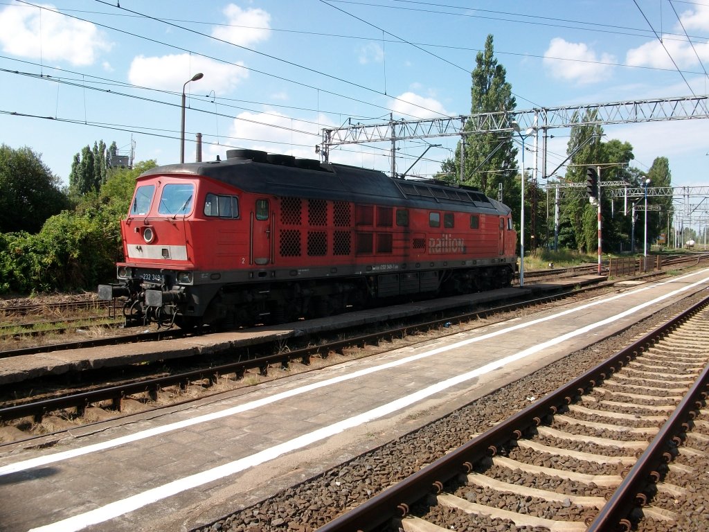 232 349 auf Rangierfahrt im polnischen Szczecin Gumience am 31.Juli 2010.