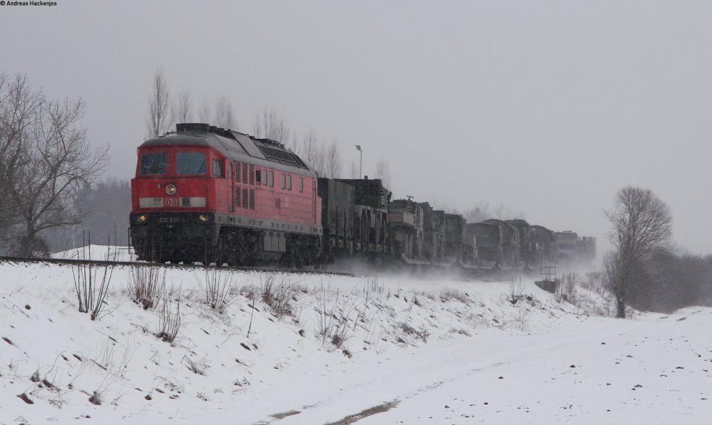 232 365-3 mit dem M ***** (Tuttlingen-Immendingen) bei Mhringen 26.3.13