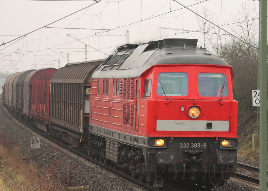 232 388-9 DB Schenker Rail bei Staffelstein am 08.01.2013.