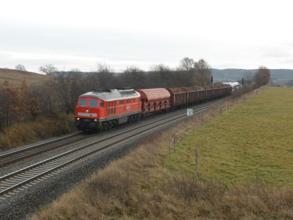 232 502 ist von Herlasgr�n nach Plauen/Vogtland unterwegs, am 13.11.09