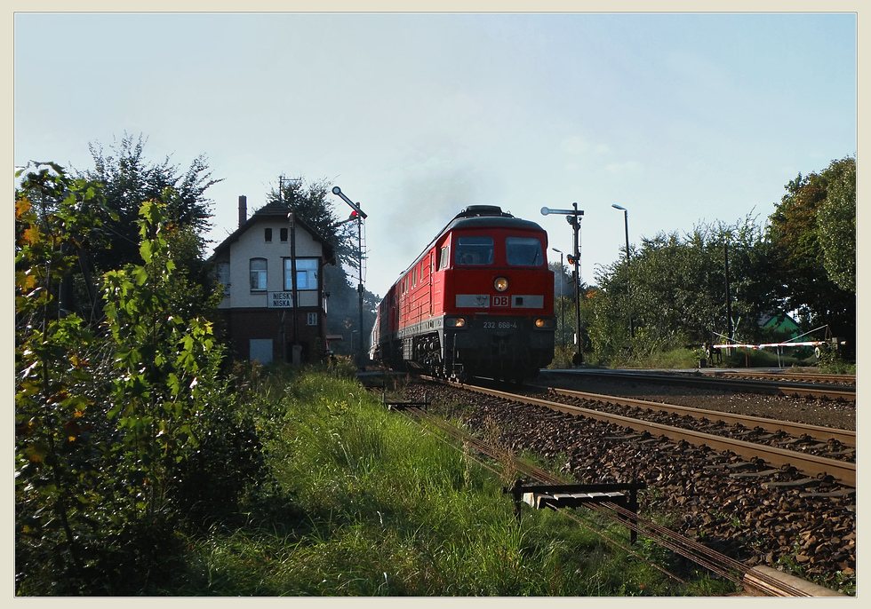 232 668 bei der Ausfahrt Richtung Horka in Niesky am 01.10.2010