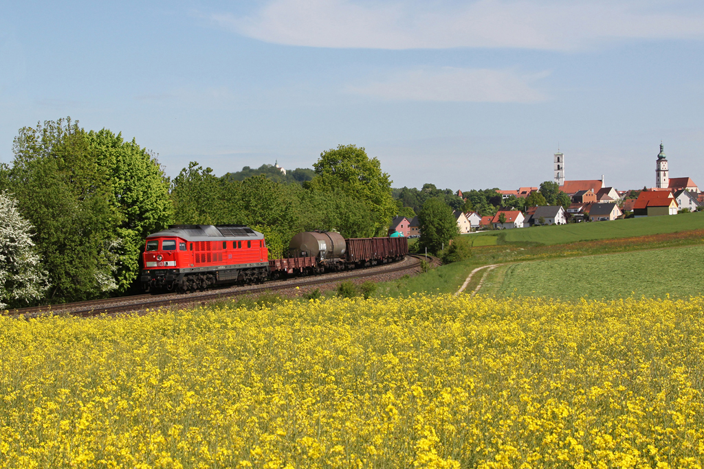 233 176 mit einem Gterzug am 18.05.2012 bei Sulzbach-Rosenberg.