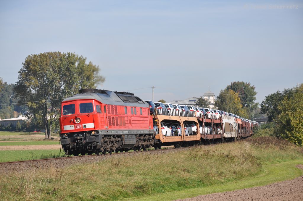 233 217 am 29.09.2011 mit Autozug bei Ullersricht