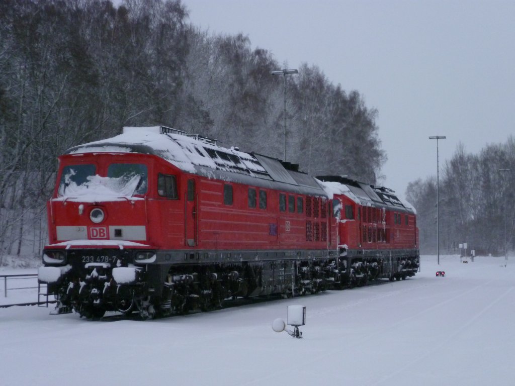 233 478-7 und 233 511-5 stehen am 10.12.12 in Marktredwitz.