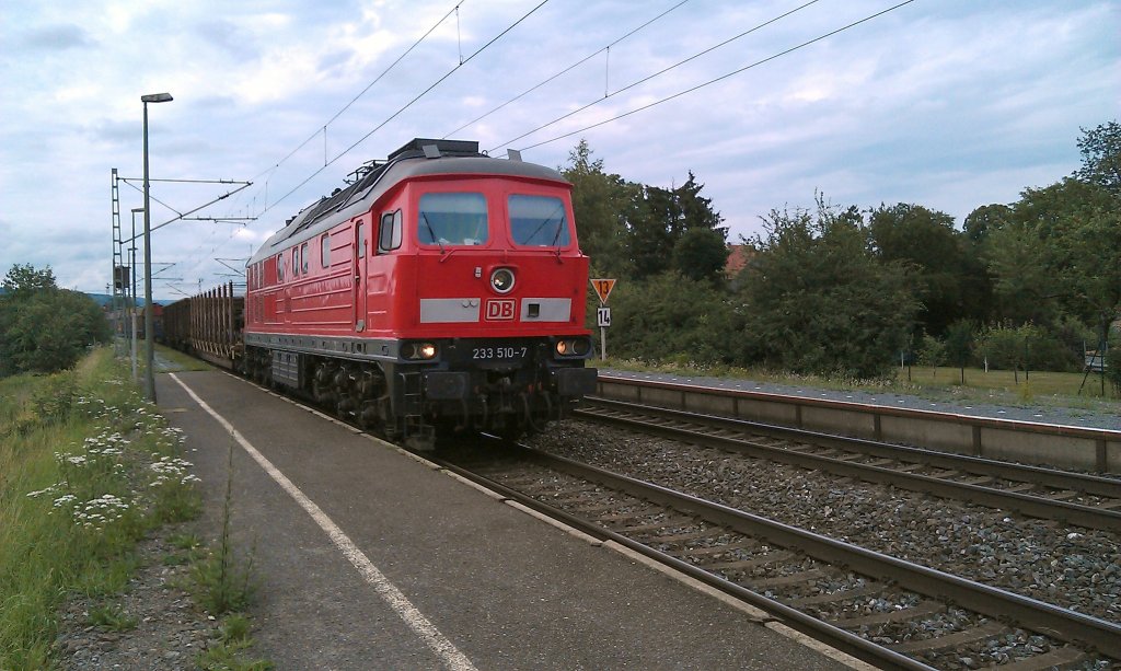 233 510 mit gemischten Gterzug / Saalfelder bergabe am 06.07.2012 in Gundelsdorf / Frankenwaldbahn. 