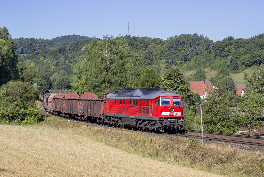 233 521-4 mit einem gemischten Gterzug bei Penzenhof (02.08.2013)