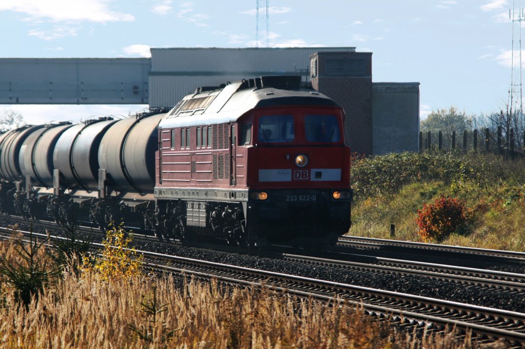 233 622 durchfhrt mit einen Kesselzug am Haken den Bahnhof Gutenfrst in Richtung Plauen (Vogtl.).29.10.2010. 