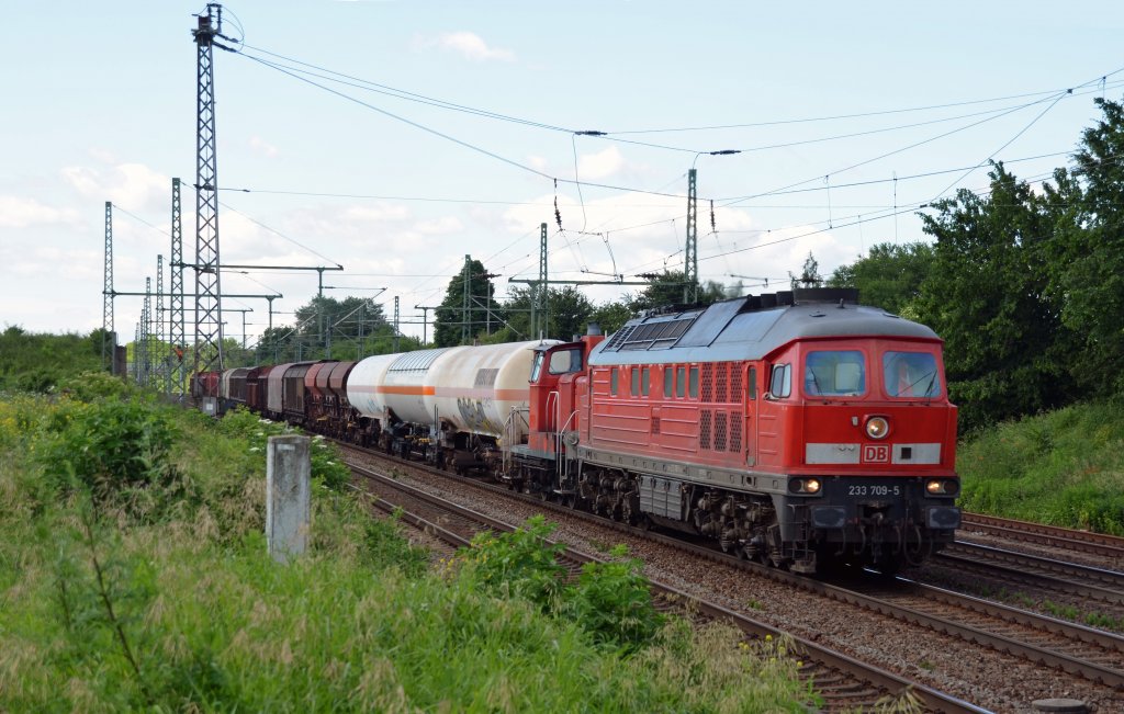 233 709 zog neben einem gemischten Gterzug am 22.06.13 noch 363 696 durch Grokorbetha Richtung Halle/Leipzig.