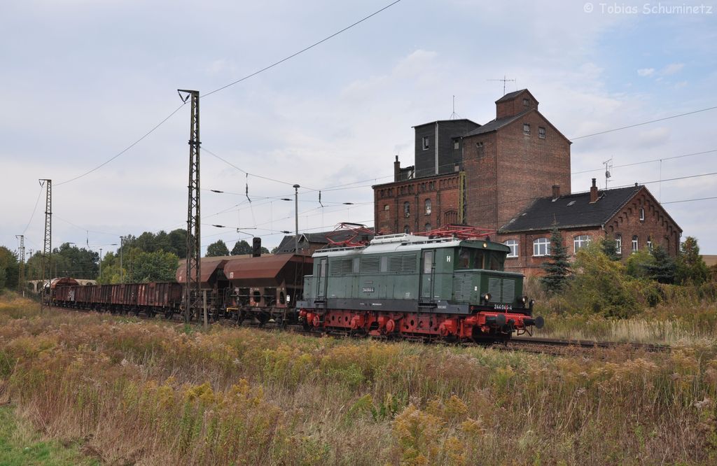 244 044 mit Fotogterzug am 06.10.2012 in Lehndorf