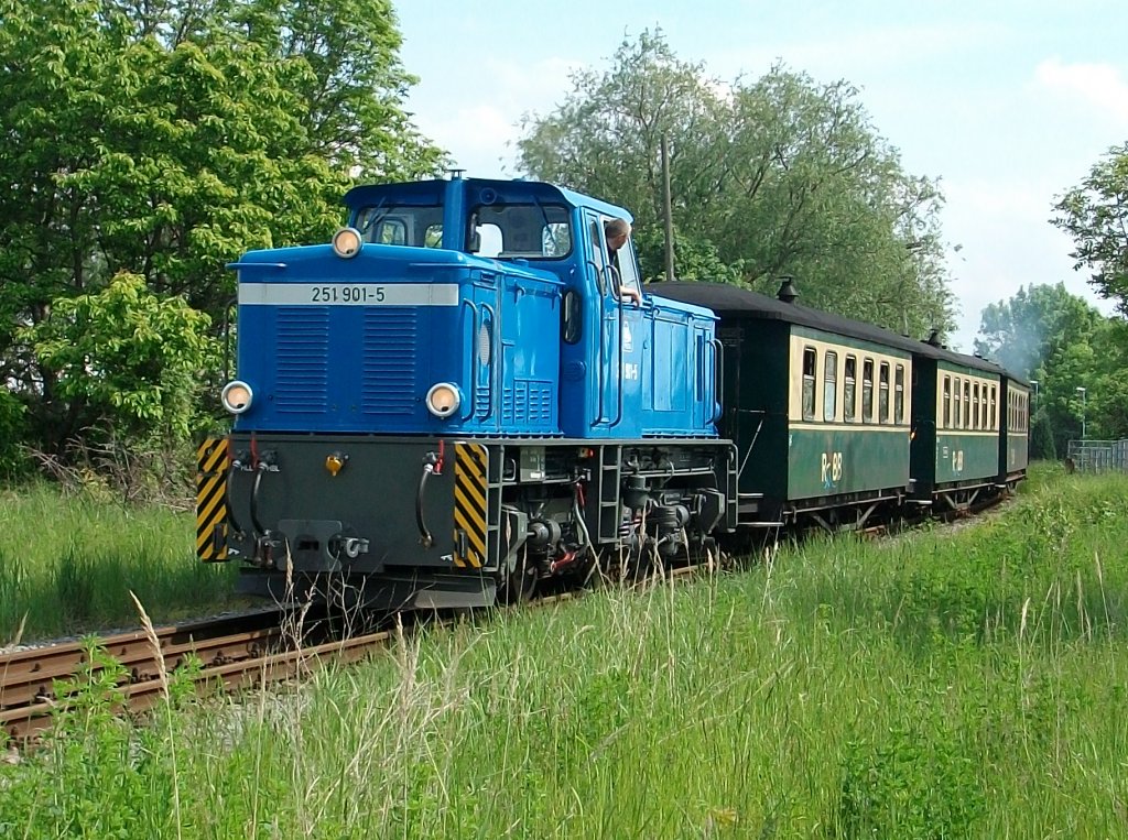 251 901 mit dem P 109 Lauterbach Mole-Ghren am 09.Juni 2010 zwischen Lauterbach Mole und Lauterbach.