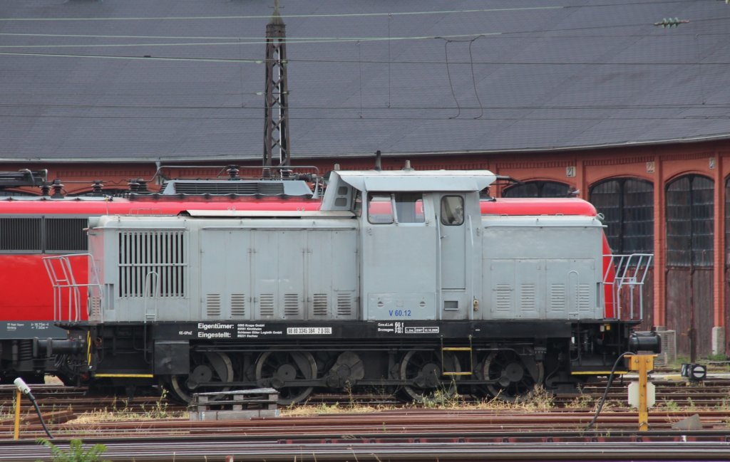 25.7.2013 Wrzburg Hbf. 98 80 3345 384 2 D-SGL / V60.12 (GSG Knape GmbH) abgestellt.