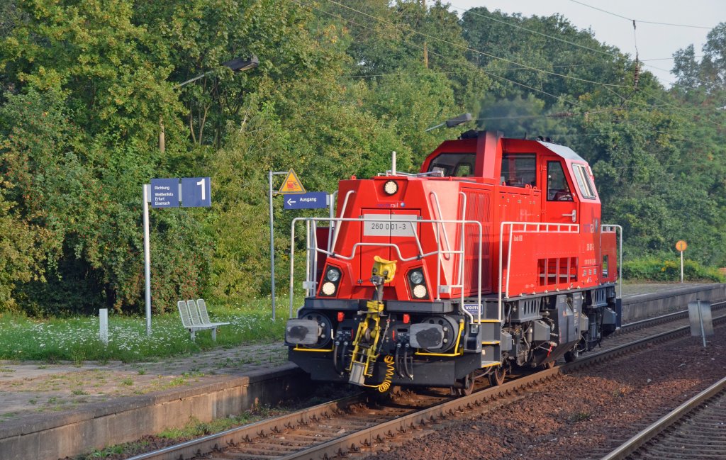 260 001 fuhr am 01.09.11 Lz durch Schkopau Richtung Grokorbetha.